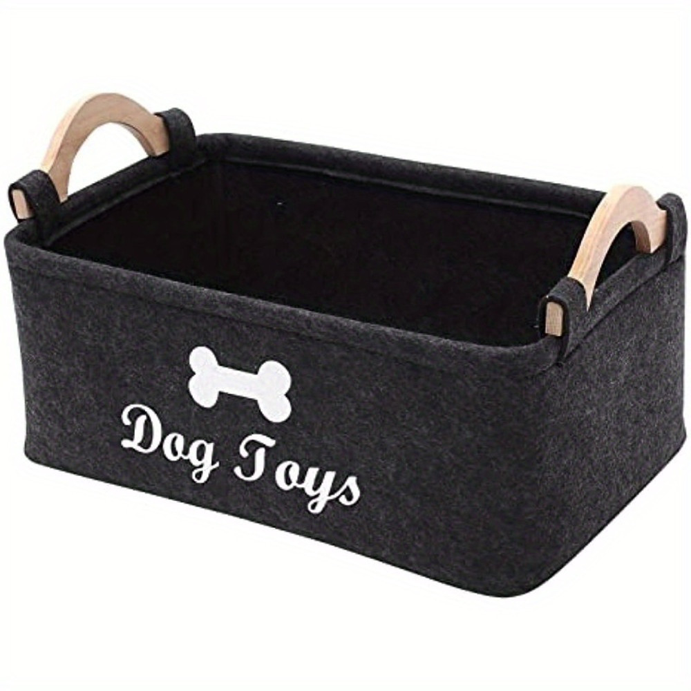 Felt Pet Toy Storage Box Dog Toy Organizer Basket For Toys Blankets  Leashes Durable  Stylish Home  6