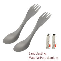 titanium spork spoon fork ultralight cookware set for camping hiking travel picnic portable eco-friendly flatware