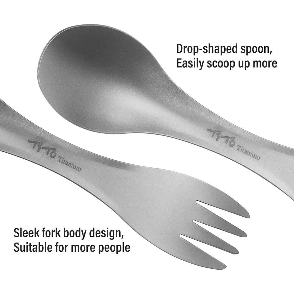 Titanium Spork Spoon Fork Ultralight Cookware Set For Camping Hiking Travel Picnic Portable EcoFrie 1