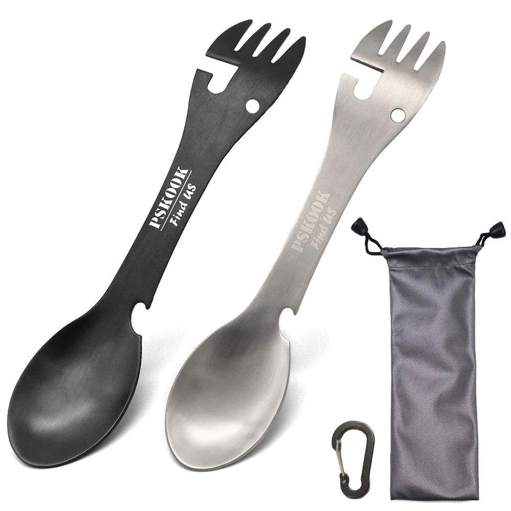 Stainless Steel Tactical Spork With Spoon Fork Knife Bottle  Can Opener Outdoor Camping Hiking Surv 0