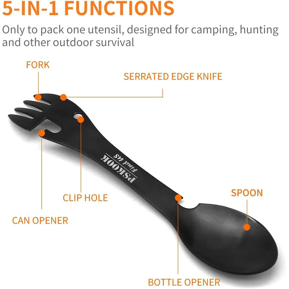 Stainless Steel Tactical Spork With Spoon Fork Knife Bottle  Can Opener Outdoor Camping Hiking Surv 1
