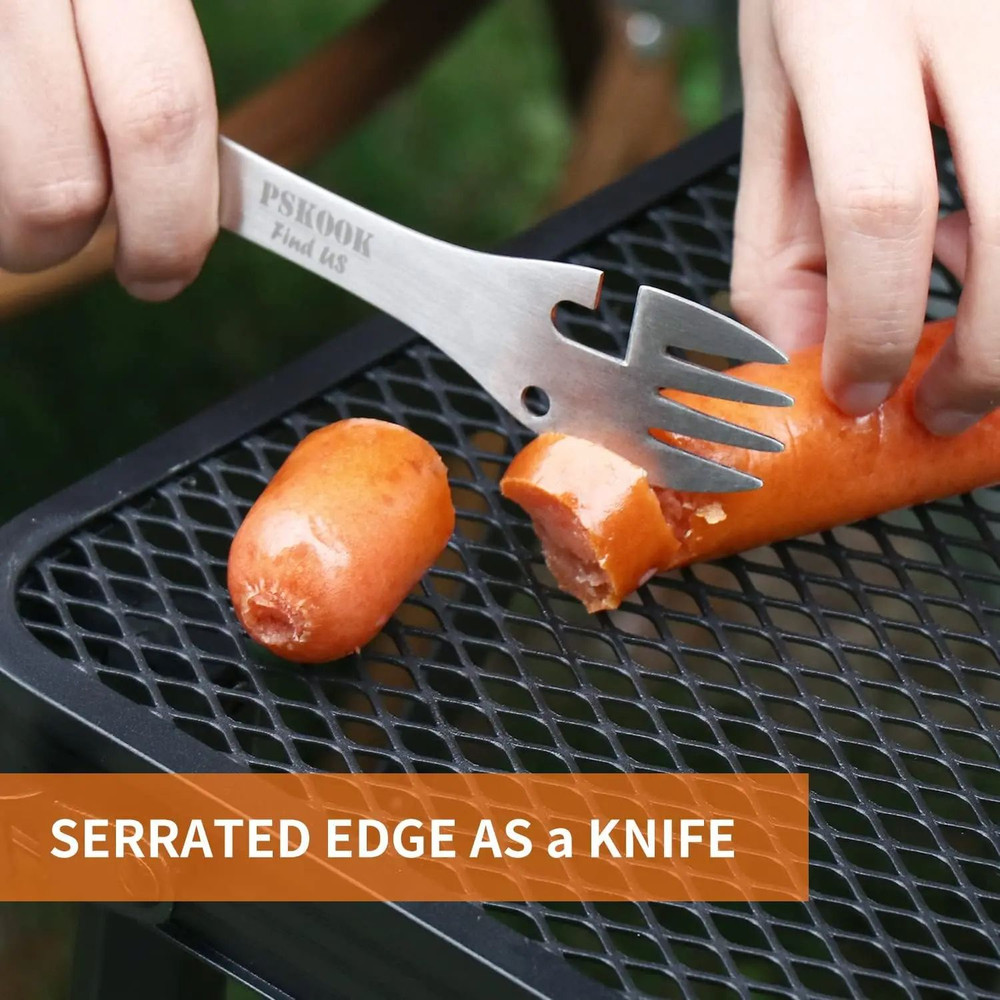 Stainless Steel Tactical Spork With Spoon Fork Knife Bottle  Can Opener Outdoor Camping Hiking Surv 3