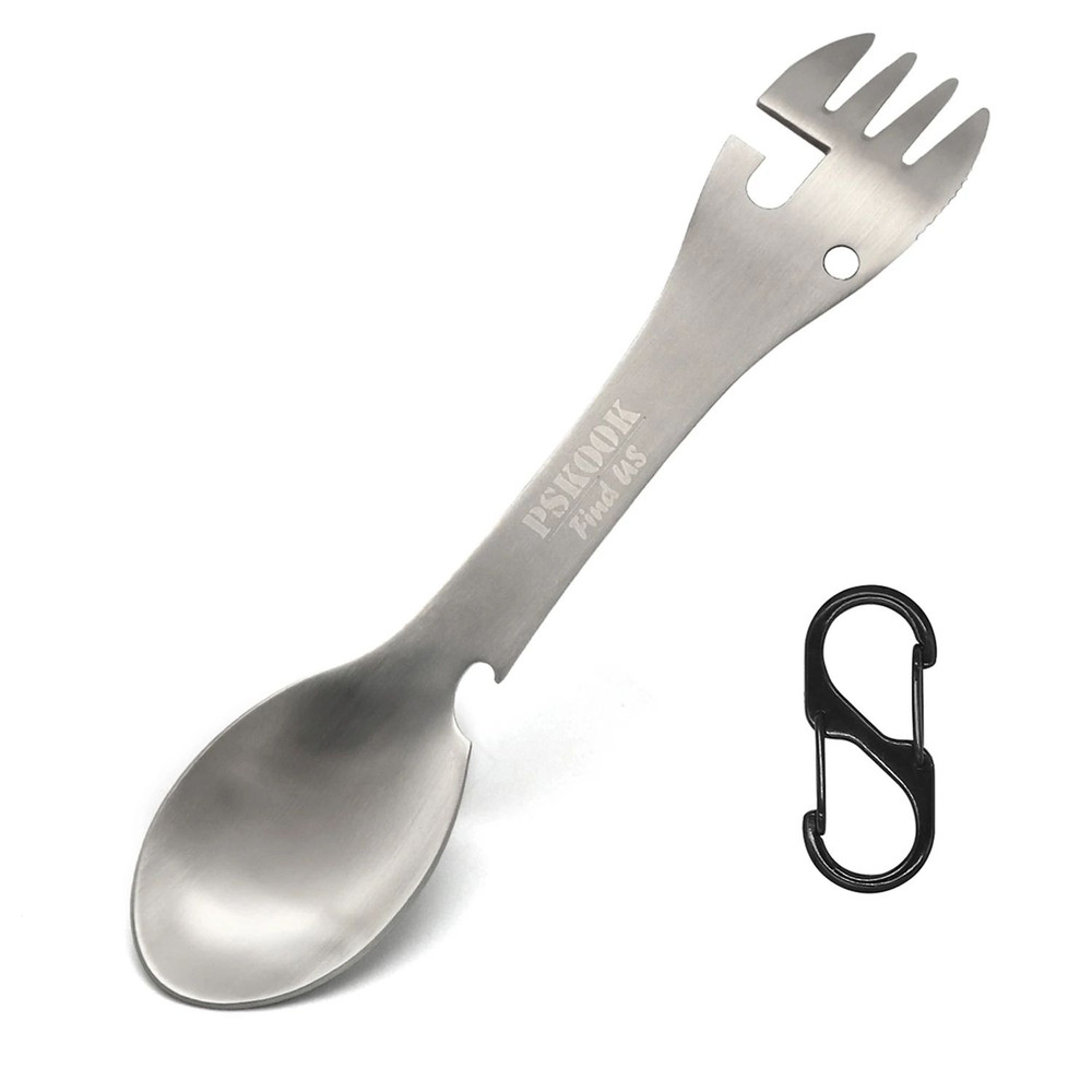 Stainless Steel Tactical Spork With Spoon Fork Knife Bottle  Can Opener Outdoor Camping Hiking Surv 6