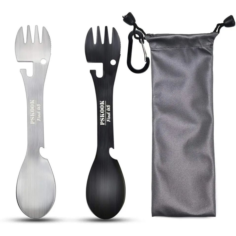 Stainless Steel Tactical Spork With Spoon Fork Knife Bottle  Can Opener Outdoor Camping Hiking Surv 8