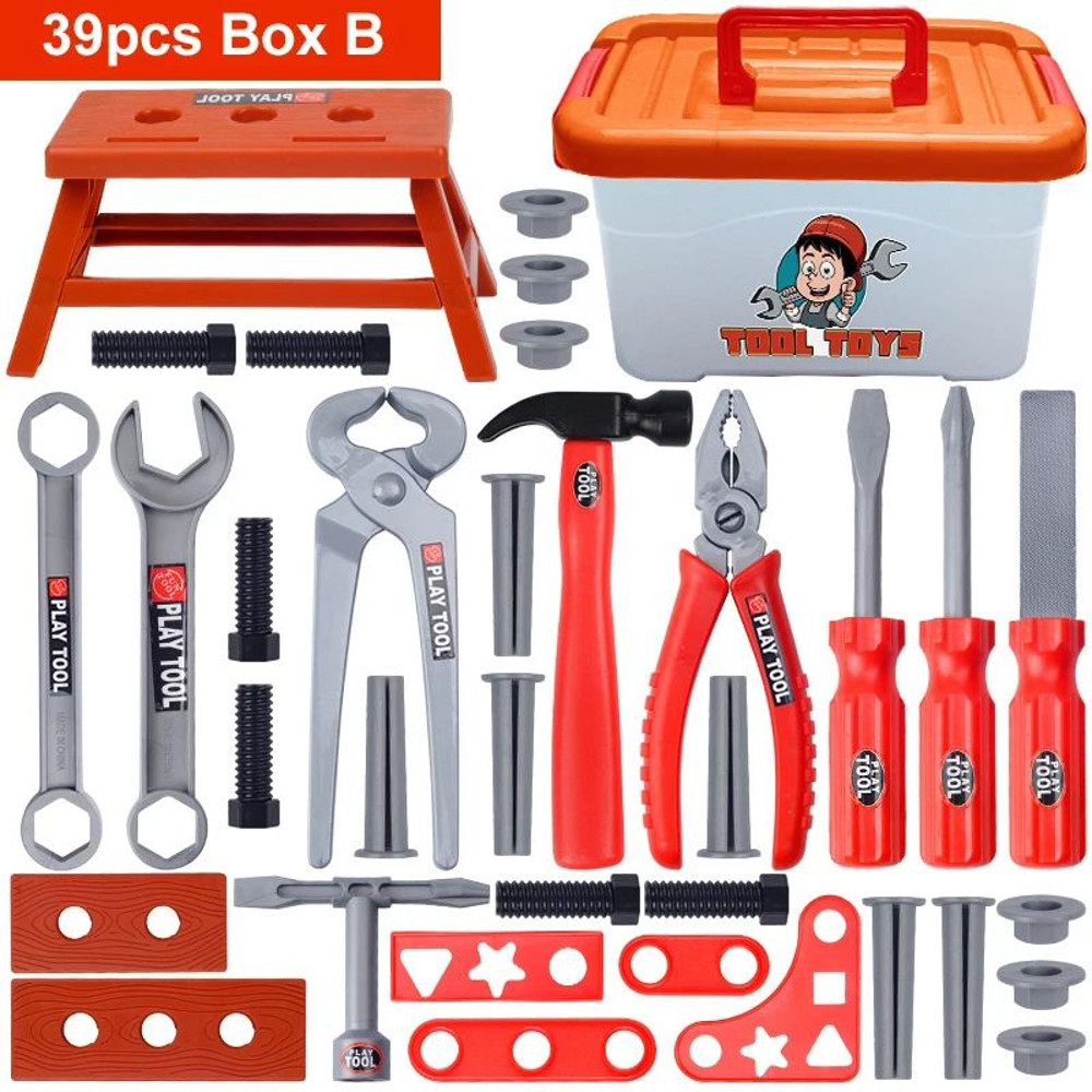 Kids Power Construction Toy Children Tool Set With Electric Toy Drill Build  Pretend Play Toolkit F 7