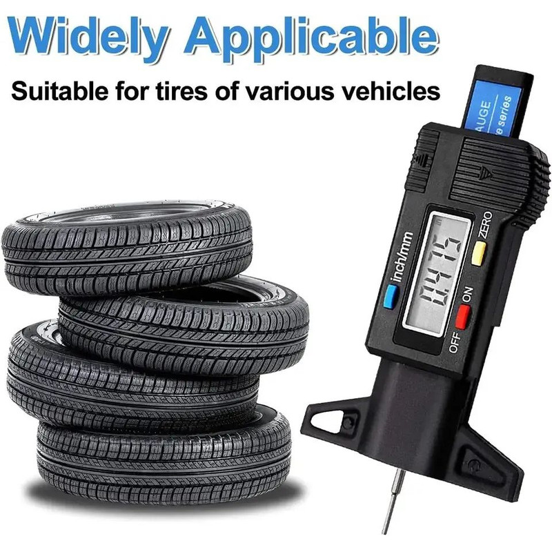 Digital Depth Gauge Caliper  LCD Tread Depth Gauge For Car Tires Tire Tread Measurer Tool Caliper R 3