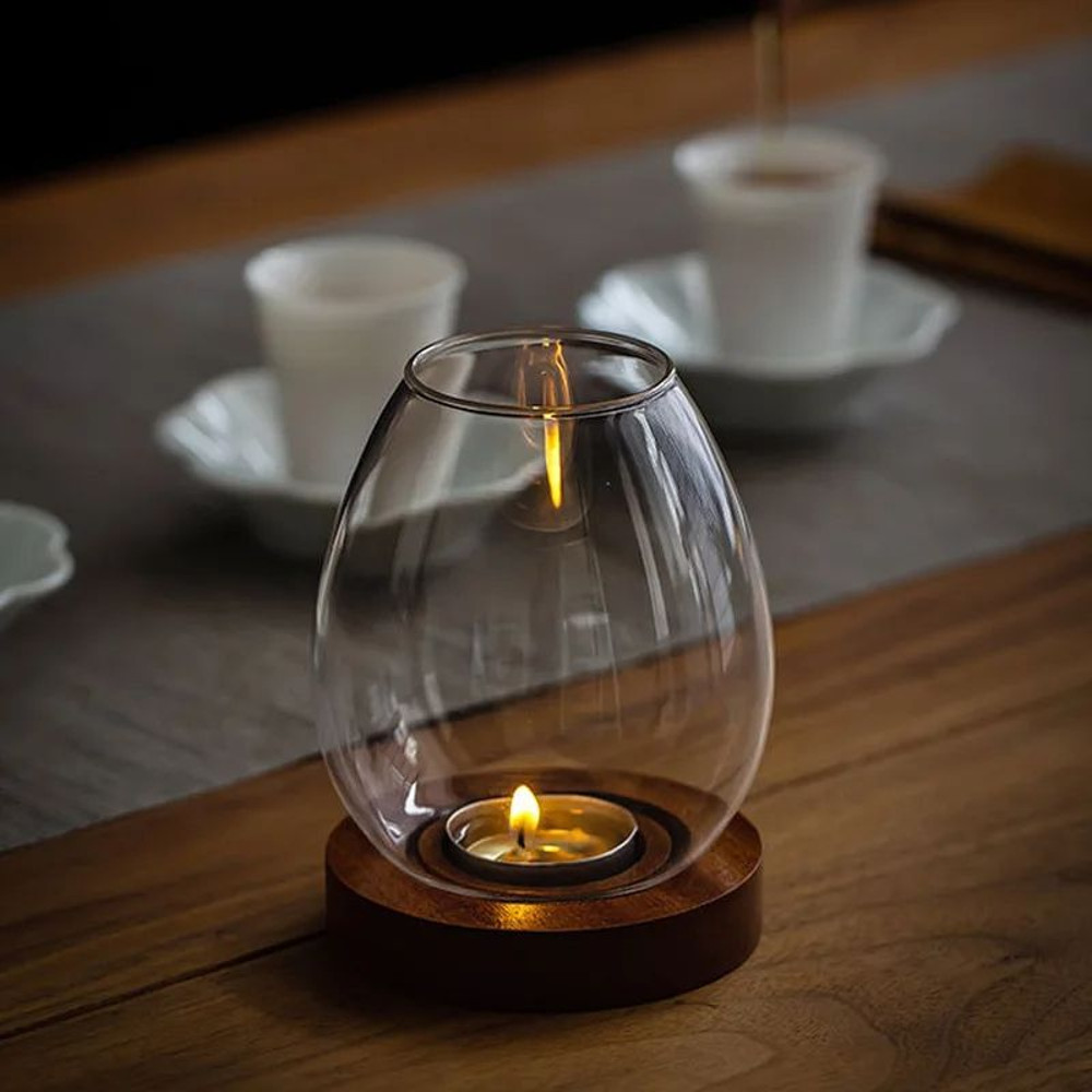Transparent Round Glass Candlestick Retro Home Windproof Candle Holders Elegant Table Decor Ornamen 4