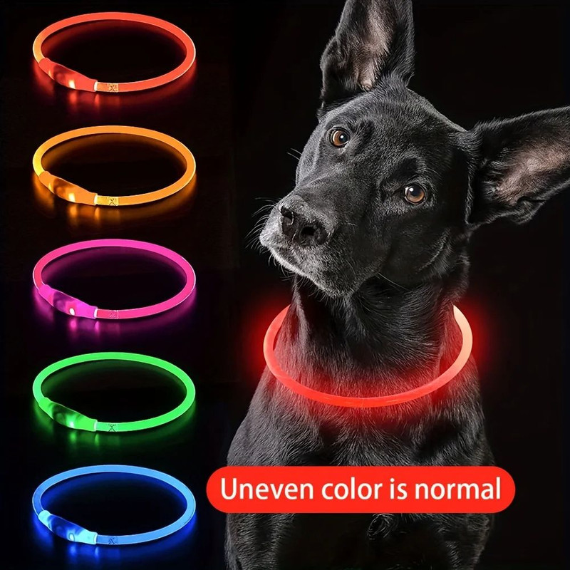 Pet Dog LED Light Collar Luminous AntiLost Dog Collar USB Rechargeable Dog Necklace Collar 0