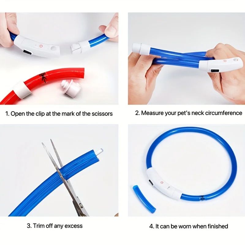 Pet Dog LED Light Collar Luminous AntiLost Dog Collar USB Rechargeable Dog Necklace Collar 4