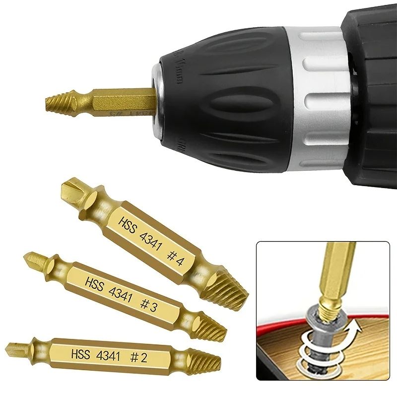Heavy Duty Damaged Screw Extractor Set Double Head Bolt Extractor Tools For Easy Out Broken  Stripp 2