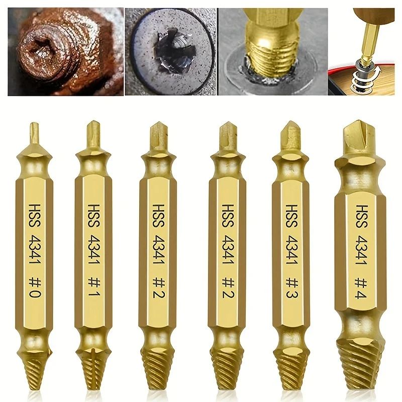 Heavy Duty Damaged Screw Extractor Set Double Head Bolt Extractor Tools For Easy Out Broken  Stripp 0