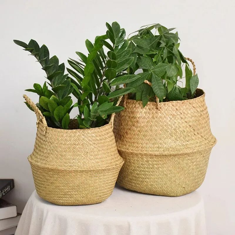 Wicker Basket Toy Organizer Folding Rattan Seagrass Storage Basket For Toys Laundry Plants  Home Ga 3