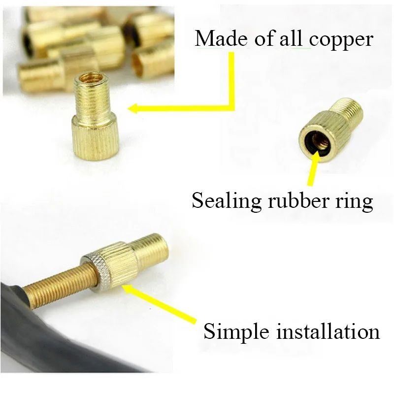 Premium Presta To Schrader Golden Valve Adapter Valve Adapter Bike Valve Converter Bicycle Accessor 4