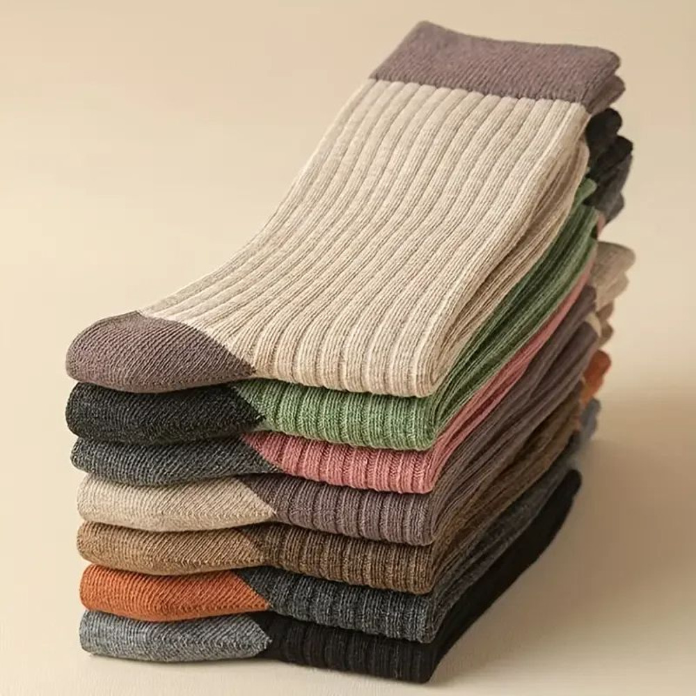 Cozy Patchwork Crew Socks Set Soft Breathable Mid Tube Socks For Ultimate Comfort In Fall  Winter 0