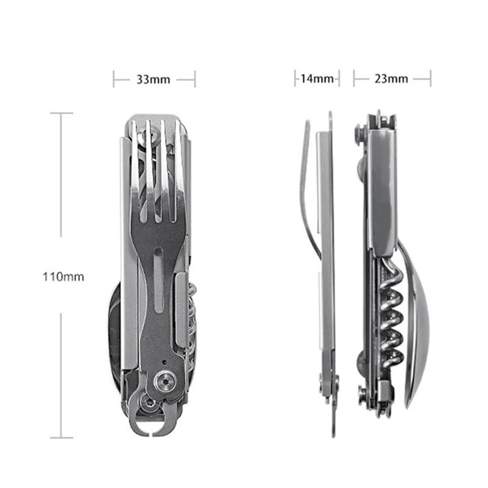 Foldable Camping Cutlery Outdoor Tableware Multi Function Knife Fork Spoon  Bottle Opener 4