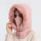 Women Winter Fur Cap Mask Set Hooded Knitted Cashmere Balaclava Ski Hat With Thick Fluffy Beanies   9