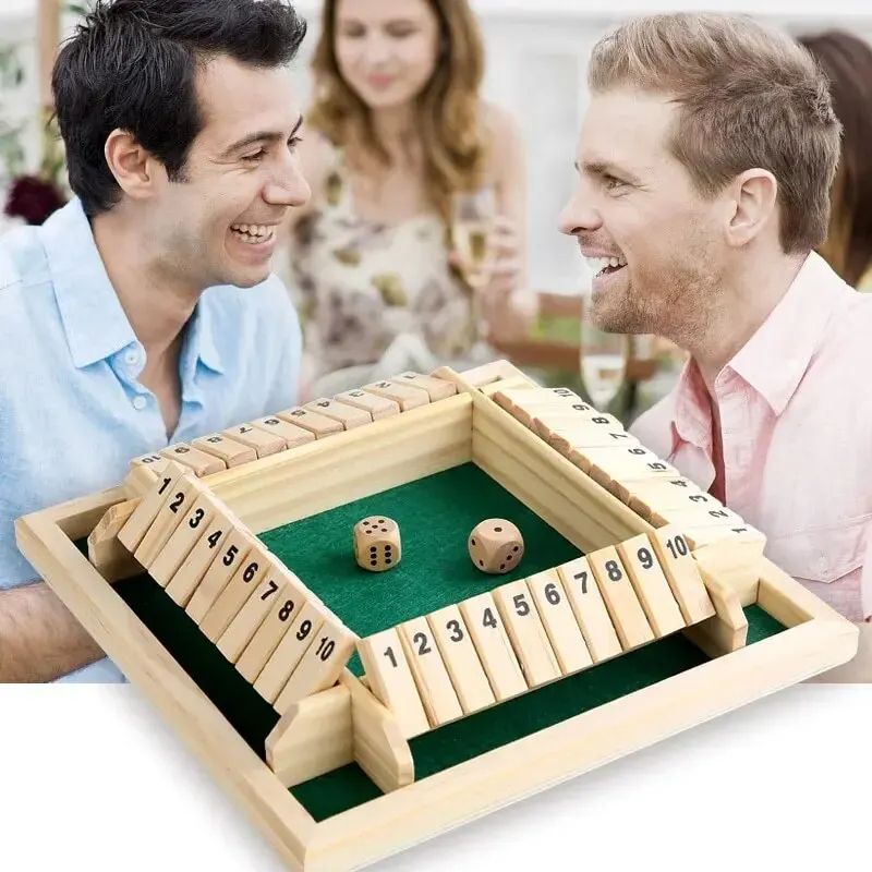 Deluxe Four Sided 10 Numbers Shut The Box Board Game  Dice Drinking Party Game For Adults Families  1