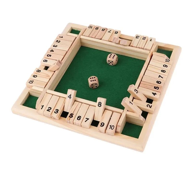 Deluxe Four Sided 10 Numbers Shut The Box Board Game  Dice Drinking Party Game For Adults Families  2