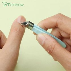 mini nail clipper tweezers cutter by brainbow, stainless steel cuticle scissors for finger & toe dead skin remover