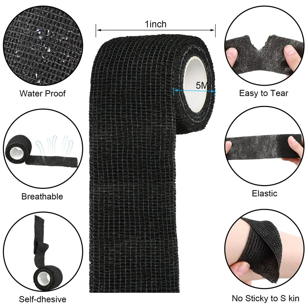 Wholesale Black Tape Tattoo Handle Bandage AntiSlip Waterproof Disposable SelfAdhesive Elastic Band 1