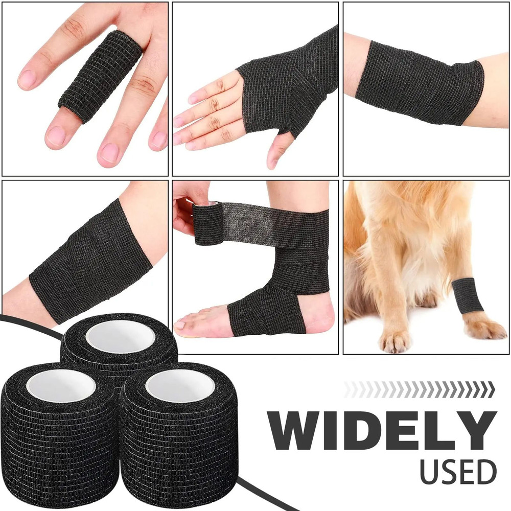 Wholesale Black Tape Tattoo Handle Bandage AntiSlip Waterproof Disposable SelfAdhesive Elastic Band 2
