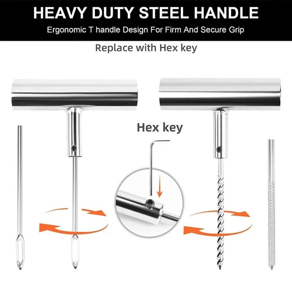 Heavy Duty Tubeless Tire Repair Kit Puncture Repair Tools For Auto Van Motorcycle Bike 2