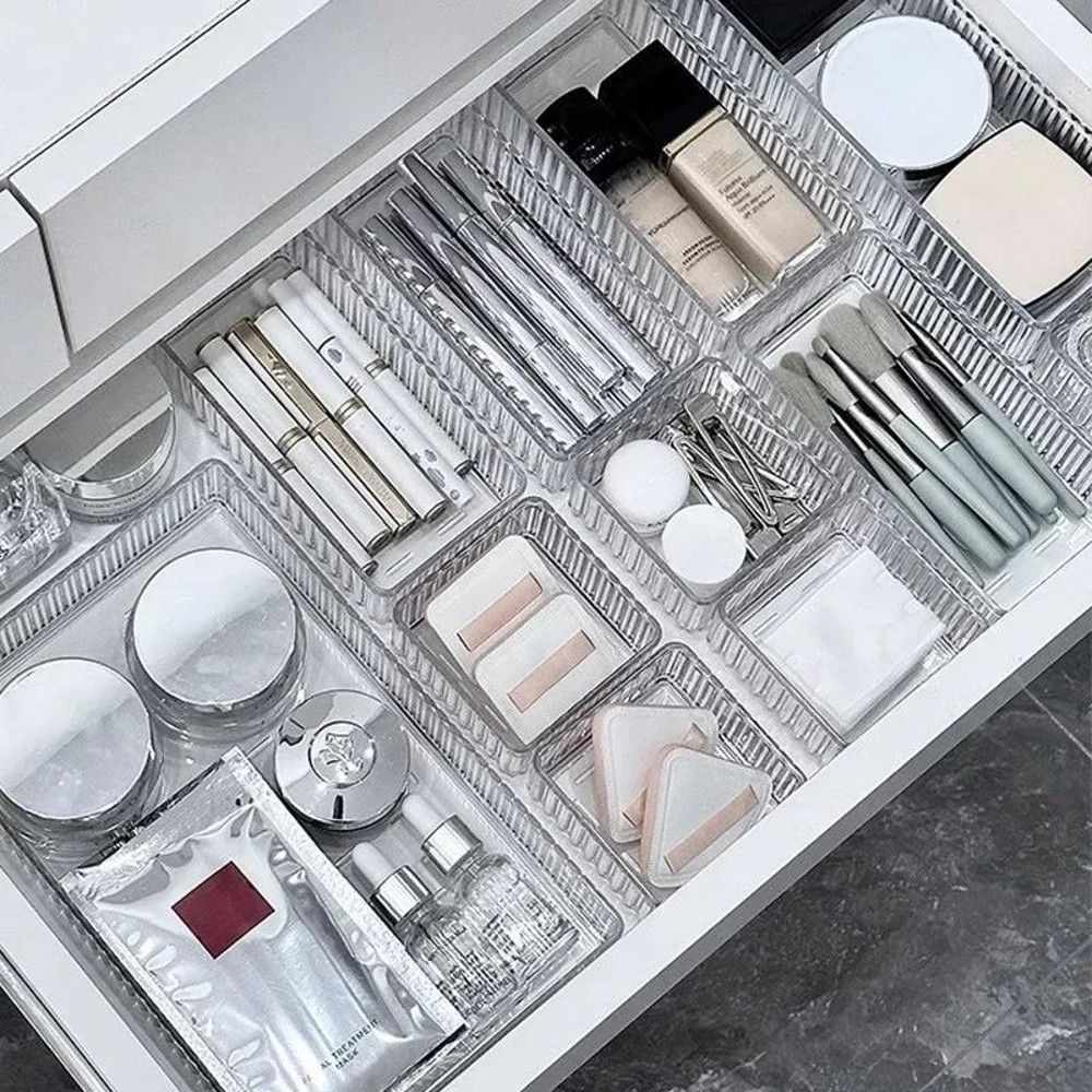 Unlimited Desk Drawer Organizers Set Clear Acrylic Plastic Bathroom Storage Bins Transparent Makeup 3