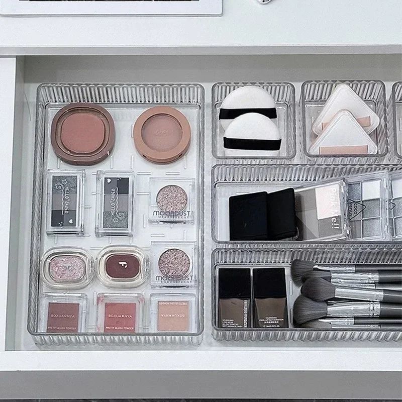 Unlimited Desk Drawer Organizers Set Clear Acrylic Plastic Bathroom Storage Bins Transparent Makeup 4