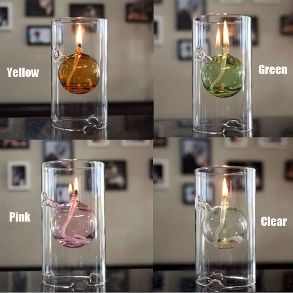 Vintage Glass Oil Lamp Transparent Glass Candlestick With Interior Light Chamber Decorative Candle 1