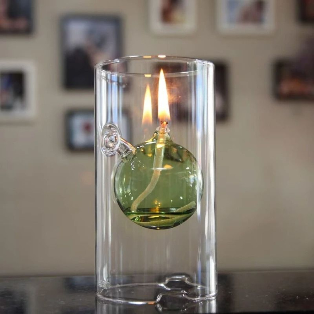 Vintage Glass Oil Lamp Transparent Glass Candlestick With Interior Light Chamber Decorative Candle 4