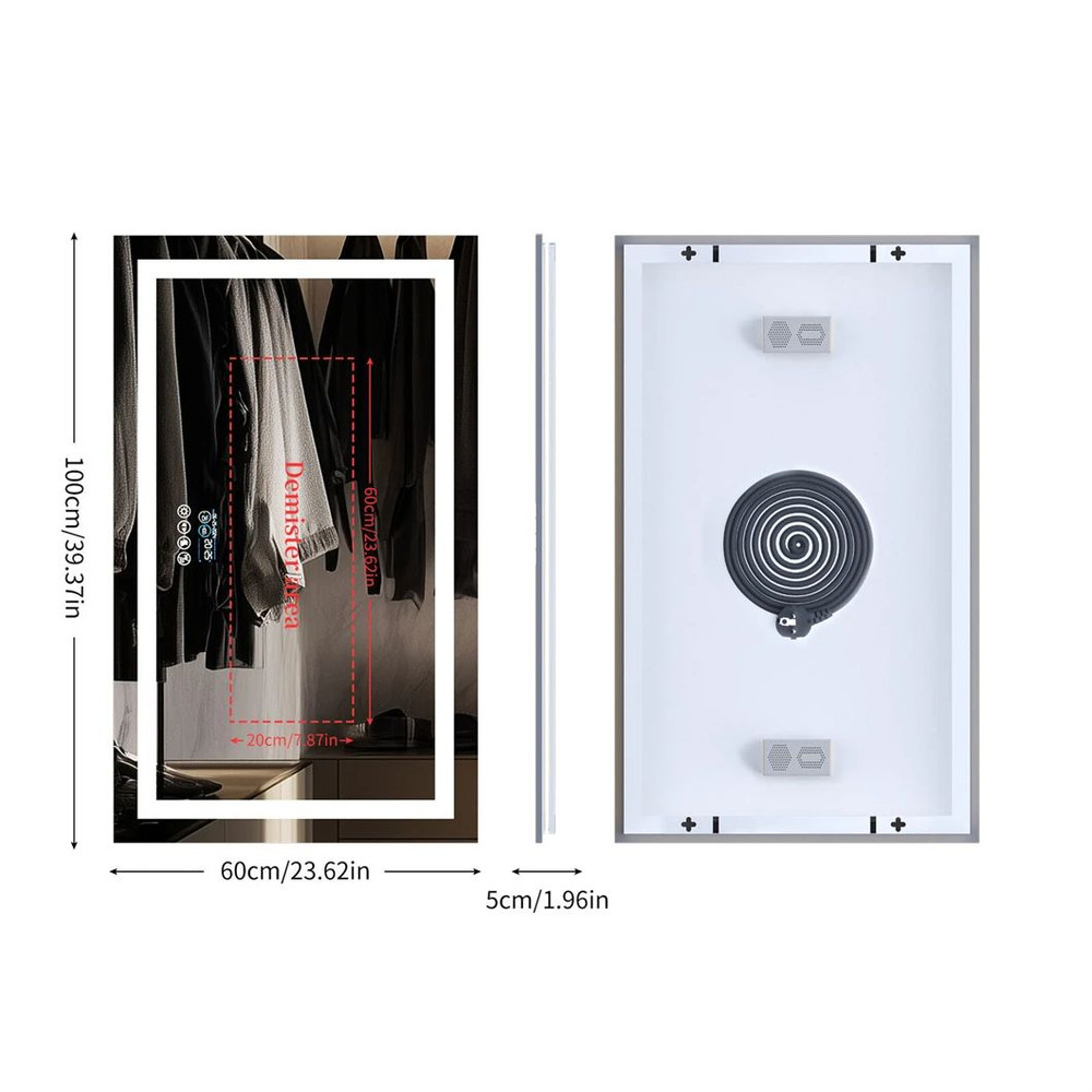 Bathroom Mirror Smart LED Vanity Mirror Wall Mounted With Bluetooth Digital Display Back Front Lit 6