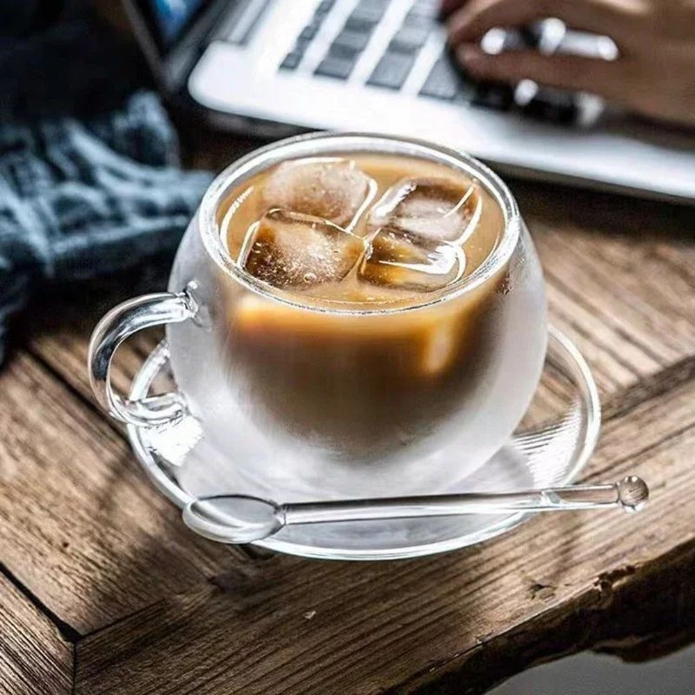 Heat Resistant Double Layer Glass Coffee Cup With Handle Transparent Borosilicate Water Tea Milk Ju 0