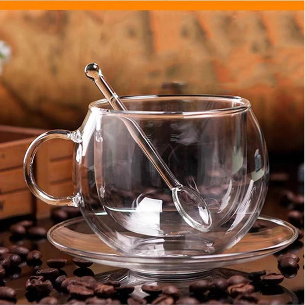 Heat Resistant Double Layer Glass Coffee Cup With Handle Transparent Borosilicate Water Tea Milk Ju 6