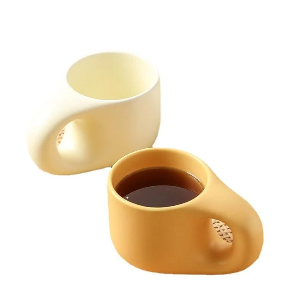 400ml Fat Handmade Chubby Mug With Oval Plate Creative Nordic Ceramic Cup  Saucer Set For Coffee Te 4