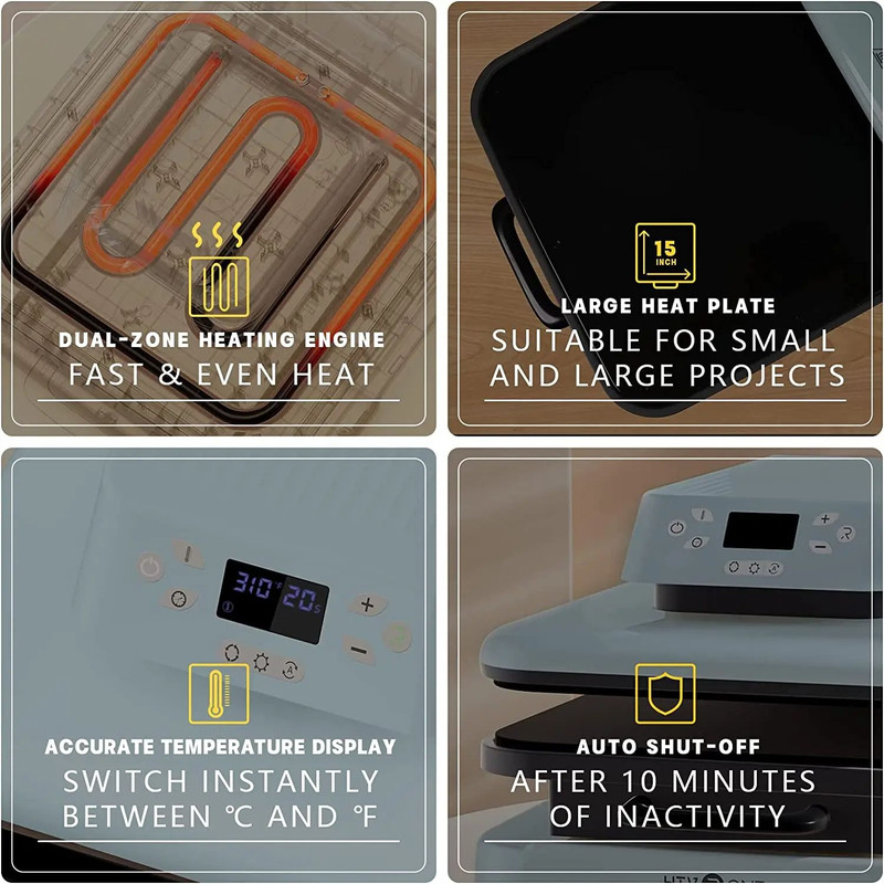 Automatic Heat Press One Key Auto Pressure DIY Sublimation  Iron On HTV Machine For Crafts T Shirts 5