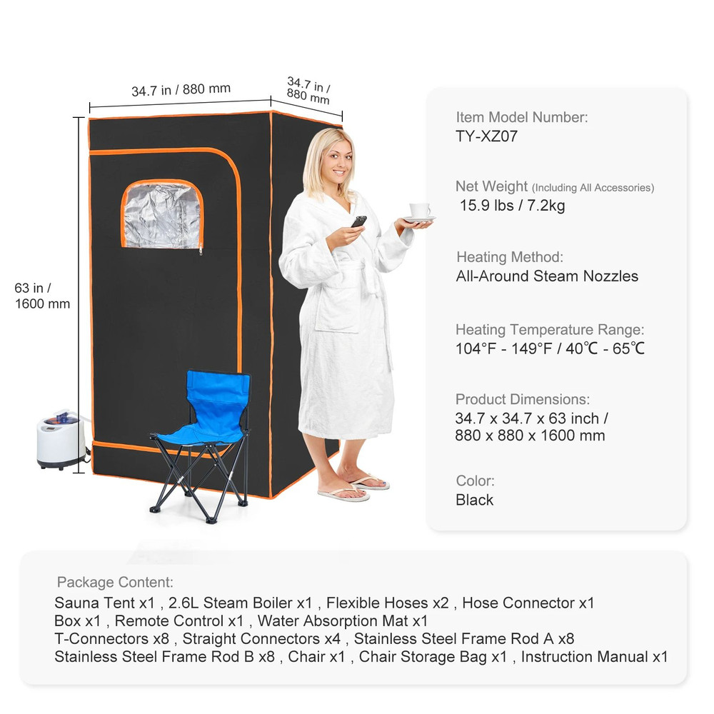 Portable Steam Sauna Tent Personal Home Detox Relaxation Therapeutic SPA With Remote Control 7