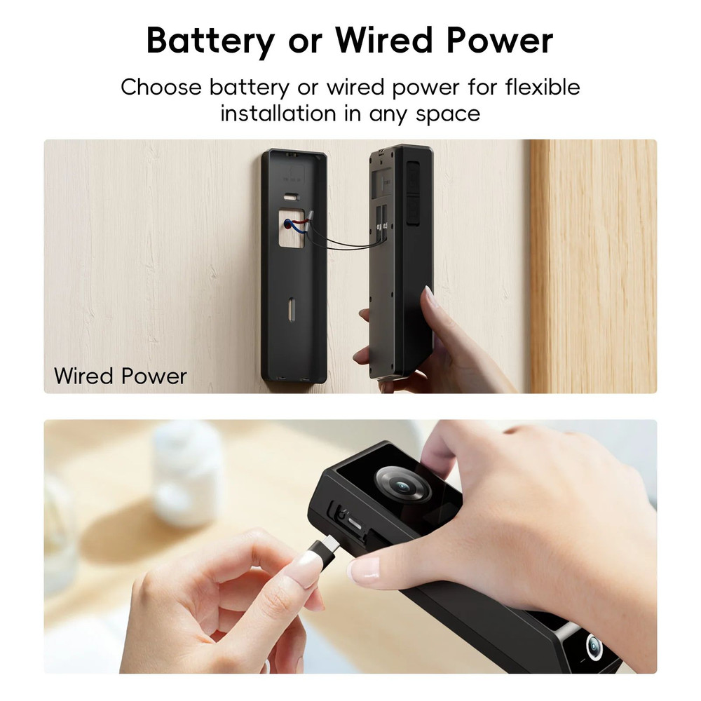 Dual Lens Video Doorbell WirelessBattery Wired Power 2K Resolution 2Way Audio Voice Changer AI Huma 2