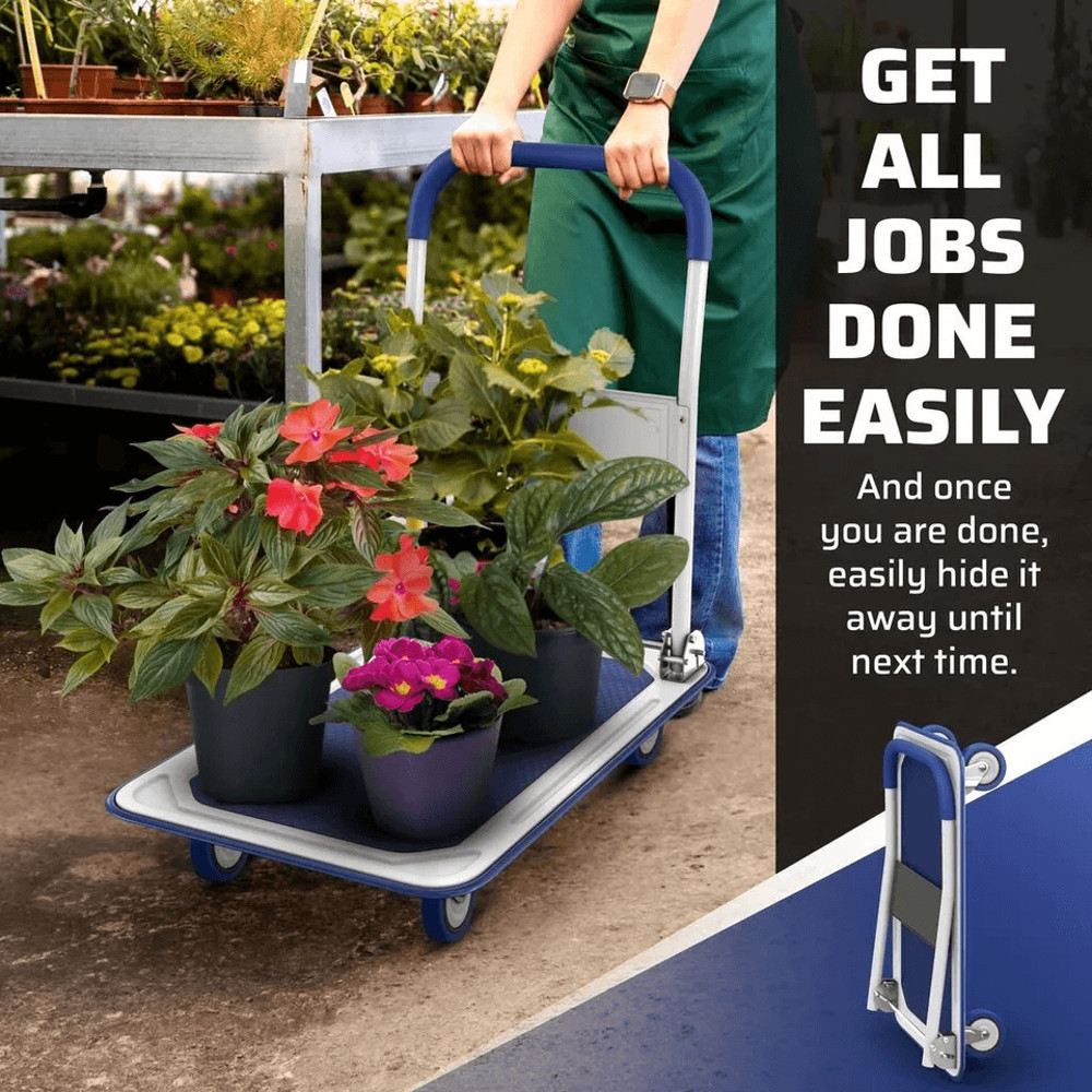 Heavy Duty Folding Hand Truck Dolly Cart With Wheels Luggage Cart Trolley For Moving Boxes Travel 5