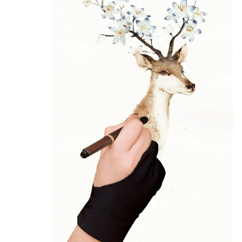 Premium Artist Two Finger Drawing Glove Anti Fouling Smudge Free Coverage For Graphic Tablets IPad 2