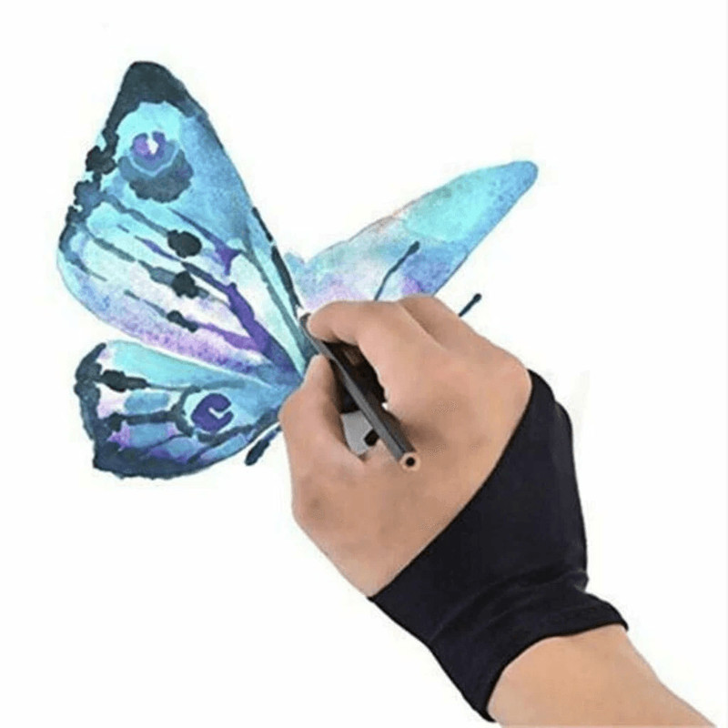 Premium Artist Two Finger Drawing Glove Anti Fouling Smudge Free Coverage For Graphic Tablets IPad 3