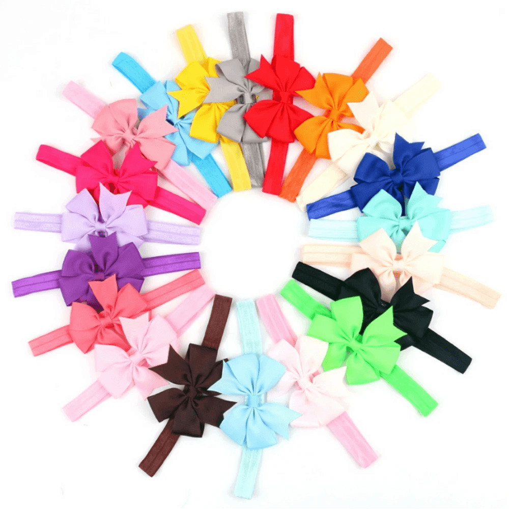 Newborn Baby Girl Headbands Soft Elastic Nylon Infant Toddler Bow Hair Band Set 1