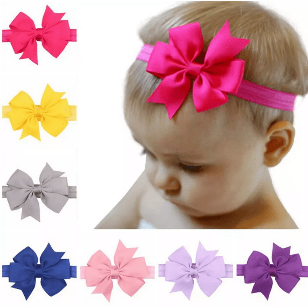 Newborn Baby Girl Headbands Soft Elastic Nylon Infant Toddler Bow Hair Band Set 0
