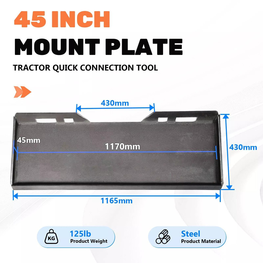 12 Thick Skid Steer Mount Plate Adapter Quick Tach Attachment For Loaders HeavyDuty Metal Constru 8