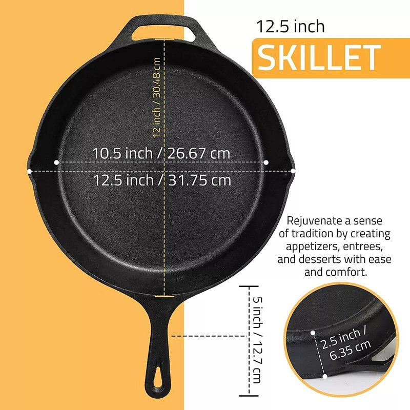 Utopia Kitchen PreSeasoned 125 Inch Cast Iron Skillet Multipurpose Use For Stovetop Oven Grill 3