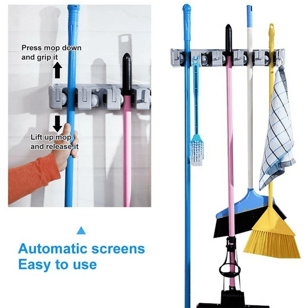 Wall Mount Broom Holder Garden Tool Garage Organizer Heavy Duty ABS Plastic Rack For Mop Rake Broo 1