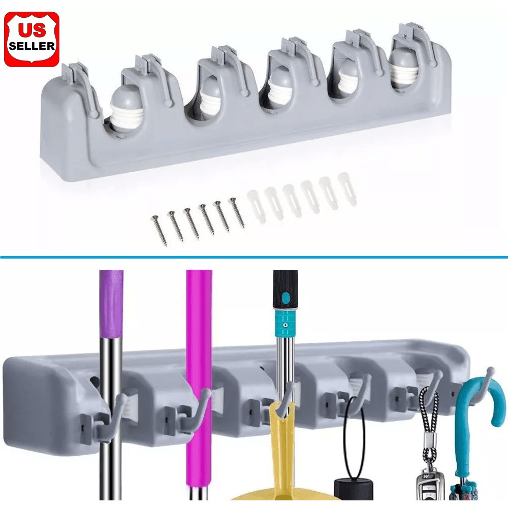 Wall Mount Broom Holder Garden Tool Garage Organizer Heavy Duty ABS Plastic Rack For Mop Rake Broo 0