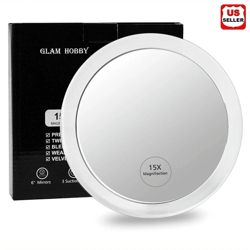 magnifying make up mirror, round large view with suction cup mount, portable acrylic frame for travel & detail makeup