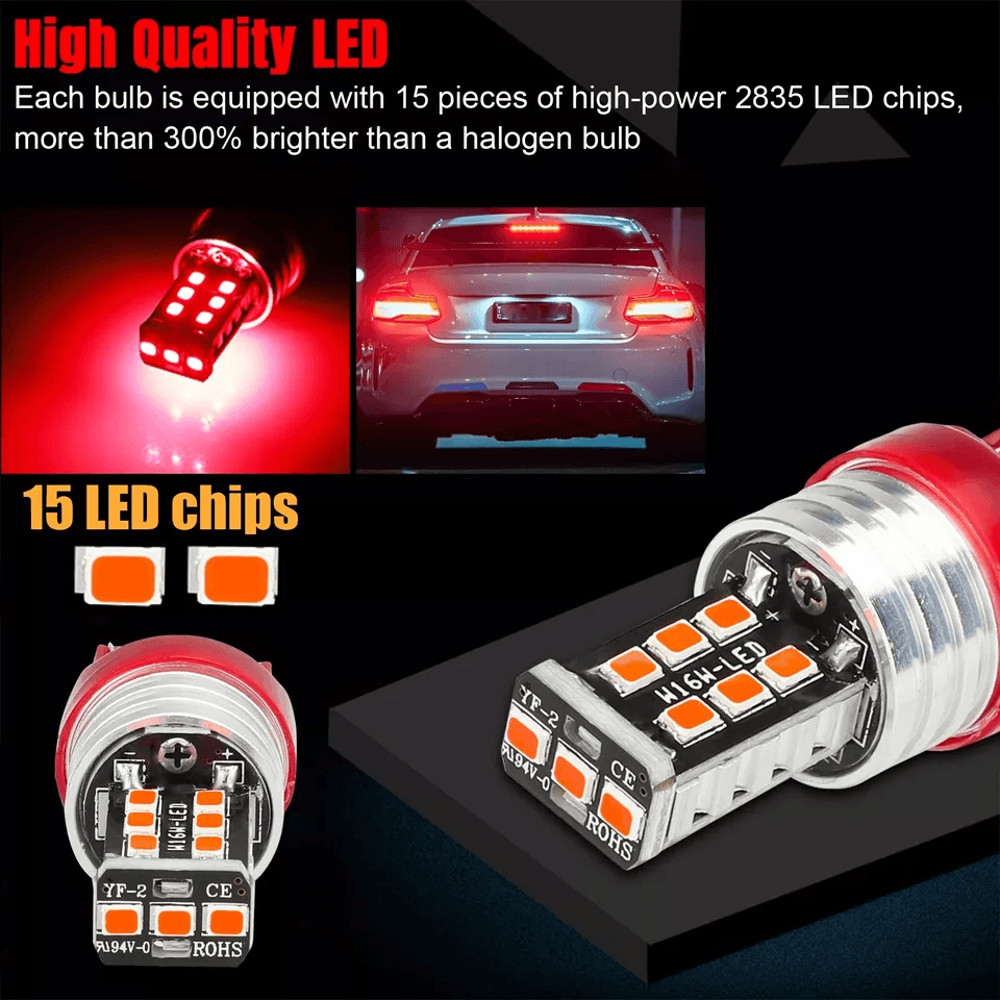 LED Red Strobe Brake Tail Parking Lights Flashing Stop Bulbs Brighter Plug Play With Heat Dissipati 1