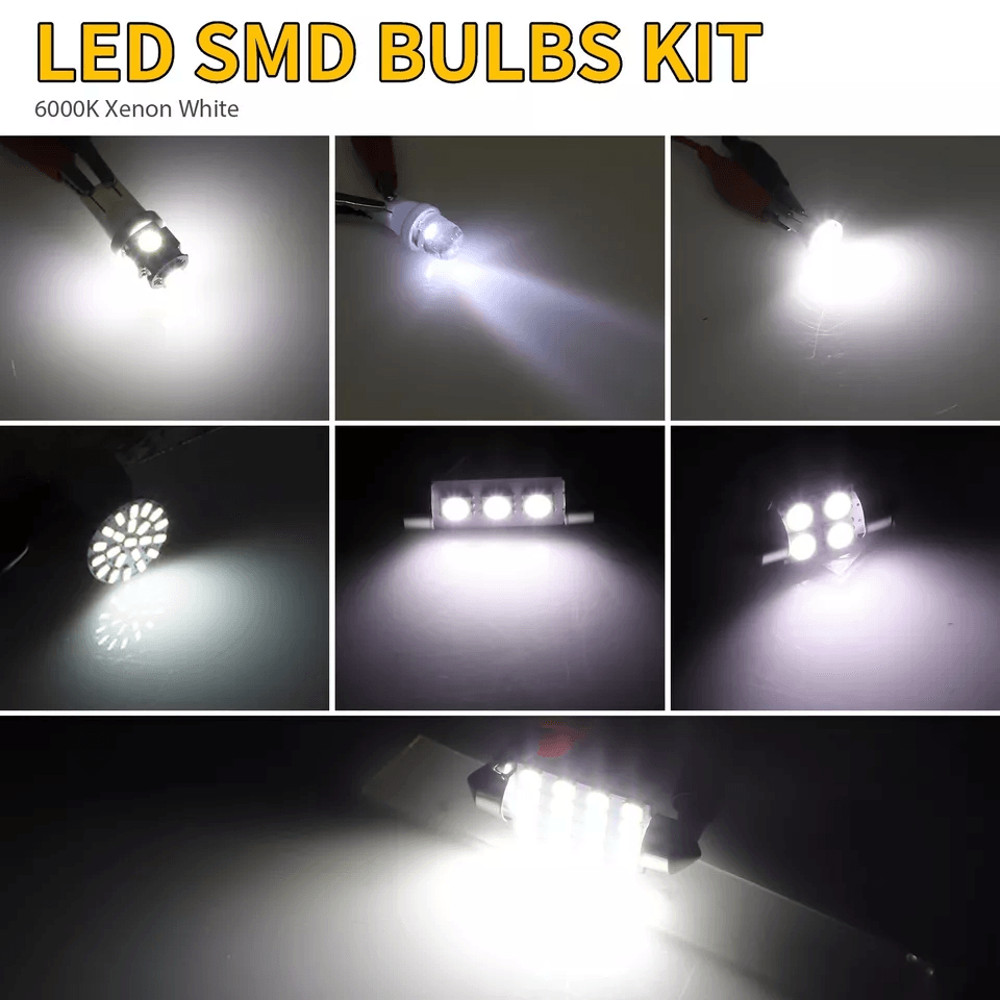 Car Interior LED Map Dome Door Trunk License Plate Lights Xenon White Upgrade Kit 2