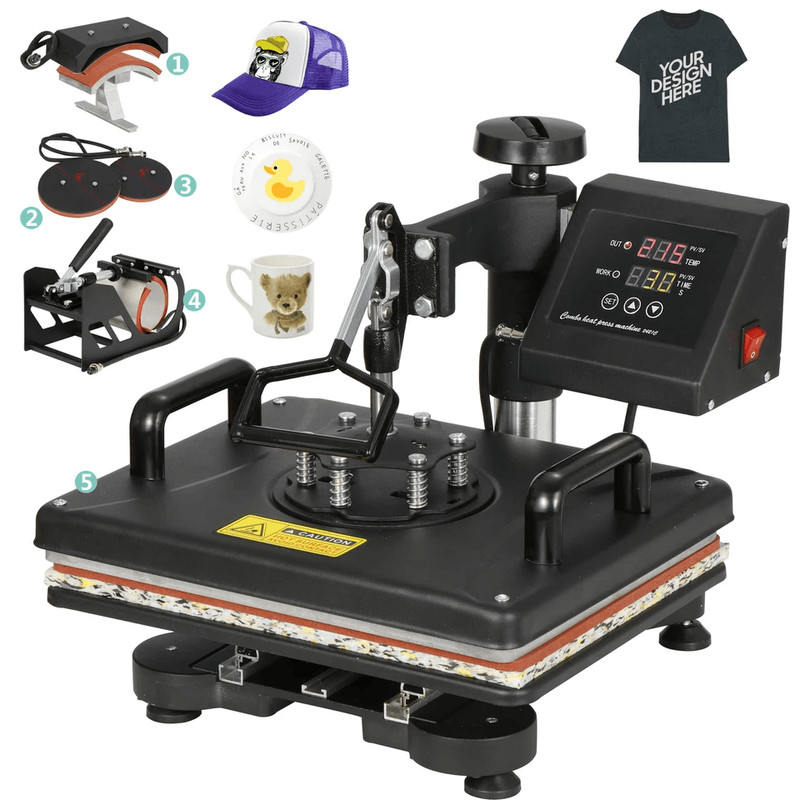 Heat Press Machine For TShirts Combo Kit Sublimation Swing Away Multifunctional TShirt Printing Pre